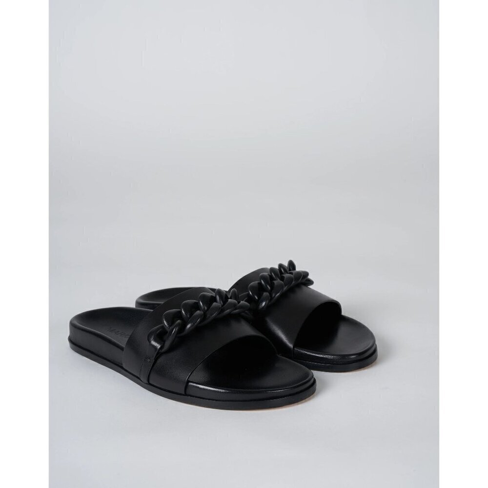 Marion Parke Christine Chain Slide Sandal Black Womens Size 37 7